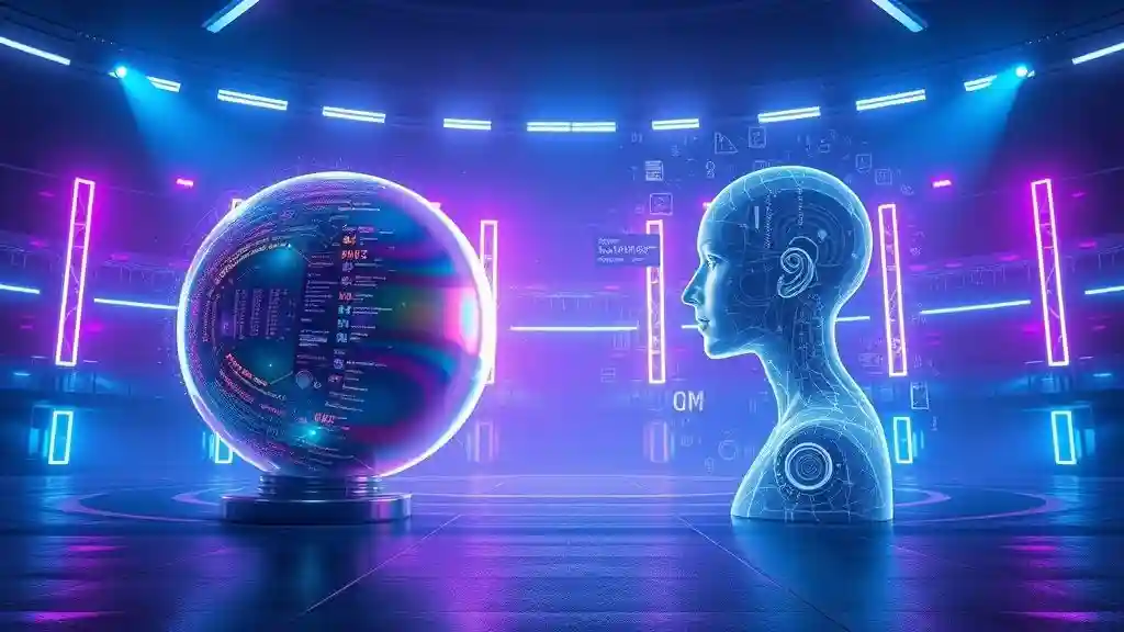 Perplexity AI vs ChatGPT futuristic digital workspace comparison illustration