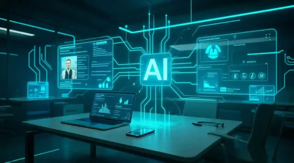 Futuristic search assistant instantly pulling multiple sources with citations, holographic tabs floating in the air, glowing green and blue highlights, speed and accuracy vibe.”