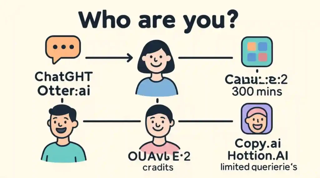 Flowchart: How to choose the best free AI tools based on your role — student, creator, or entrepreneur.