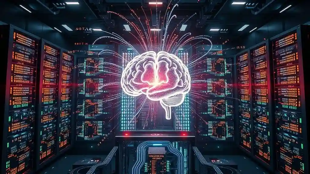 Massive GPU-powered AI infrastructure running Grok 4, symbolizing Colossus scale training for advanced intelligence.