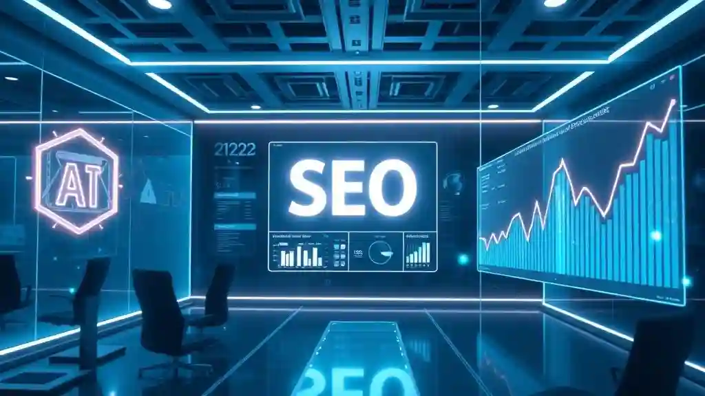 AI SEO tools 2025 dashboard showing futuristic SEO optimization.