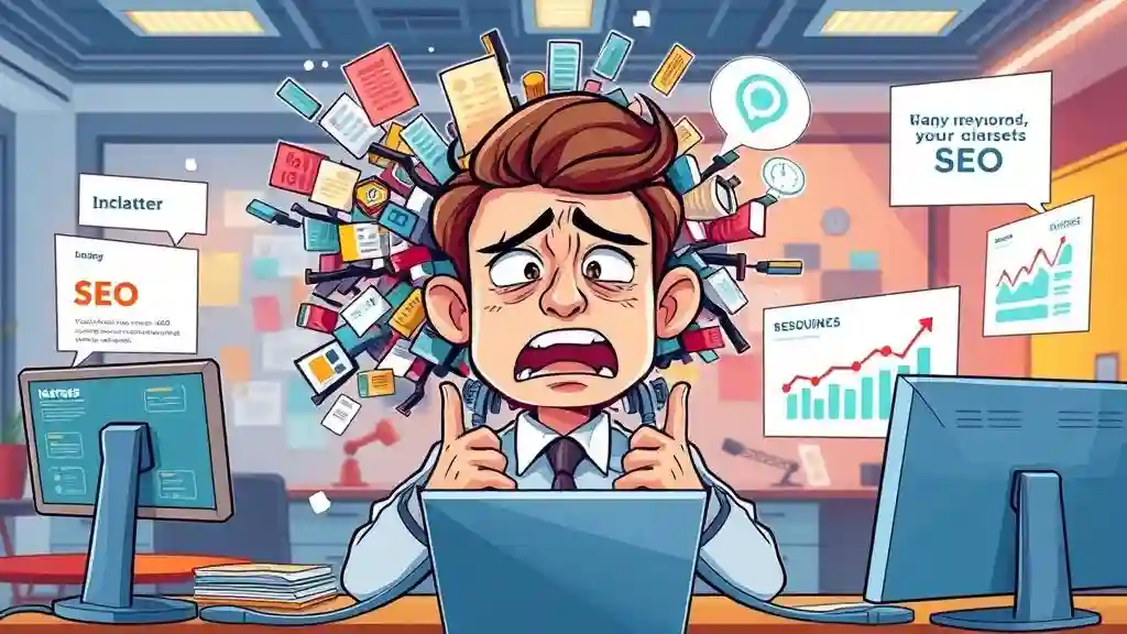 SEO mistakes illustration with AI suggesting smarter fixes