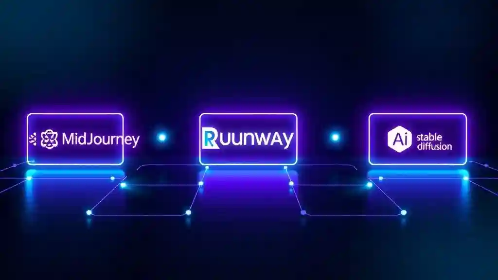 Top AI Image Generators for Instagram Reels in 2025 including MidJourney, Runway, Kaiber, Luma AI, and Stable Diffusion.