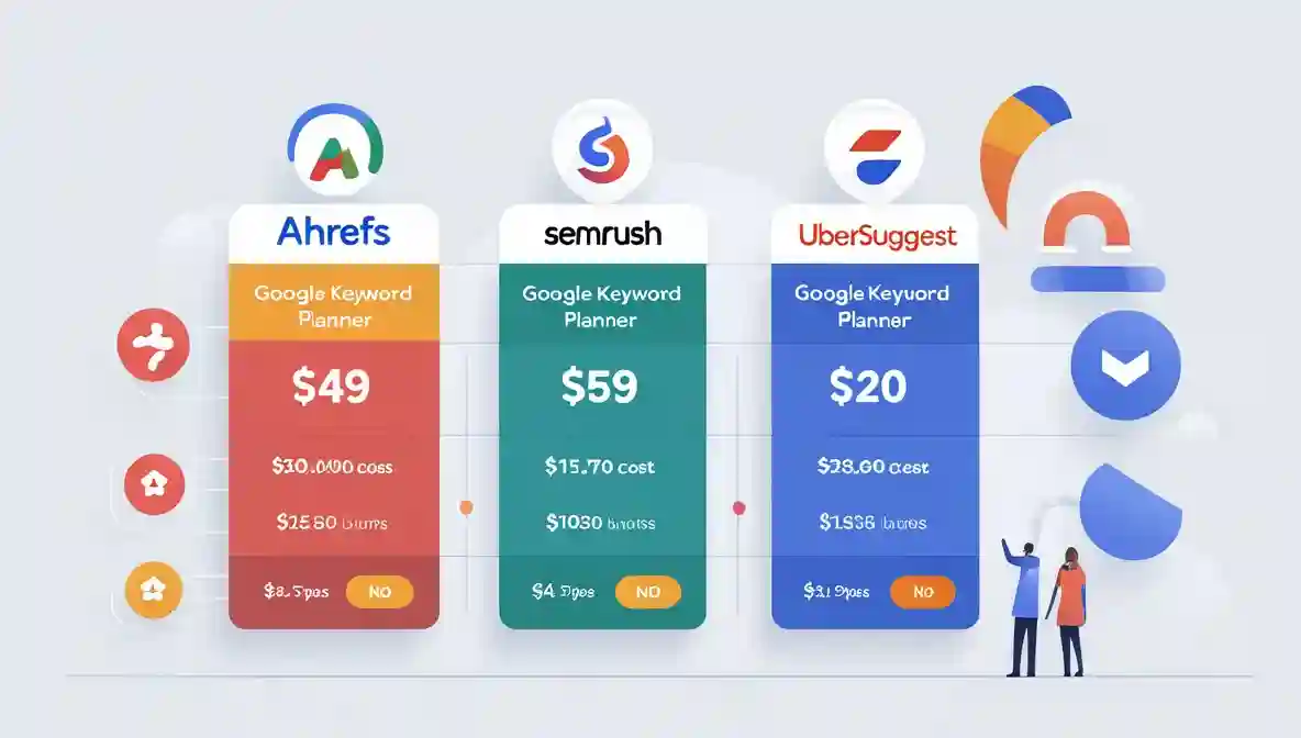 Comparison of Google Keyword Planner vs paid SEO tools.
