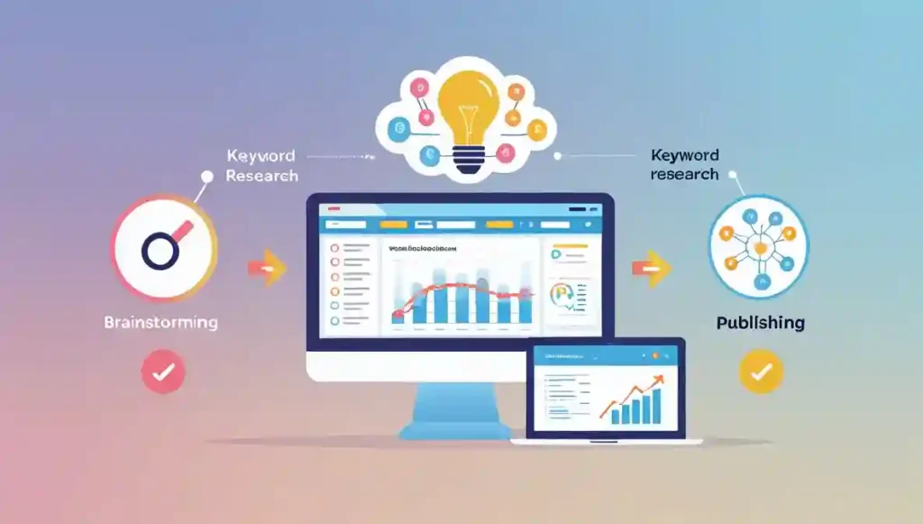 Blogging workflow combining free AI SEO tools.