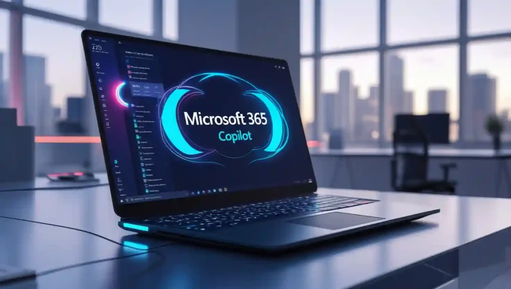 Microsoft 365 Copilot AI assistant in Word, Excel, and Outlook 2025.