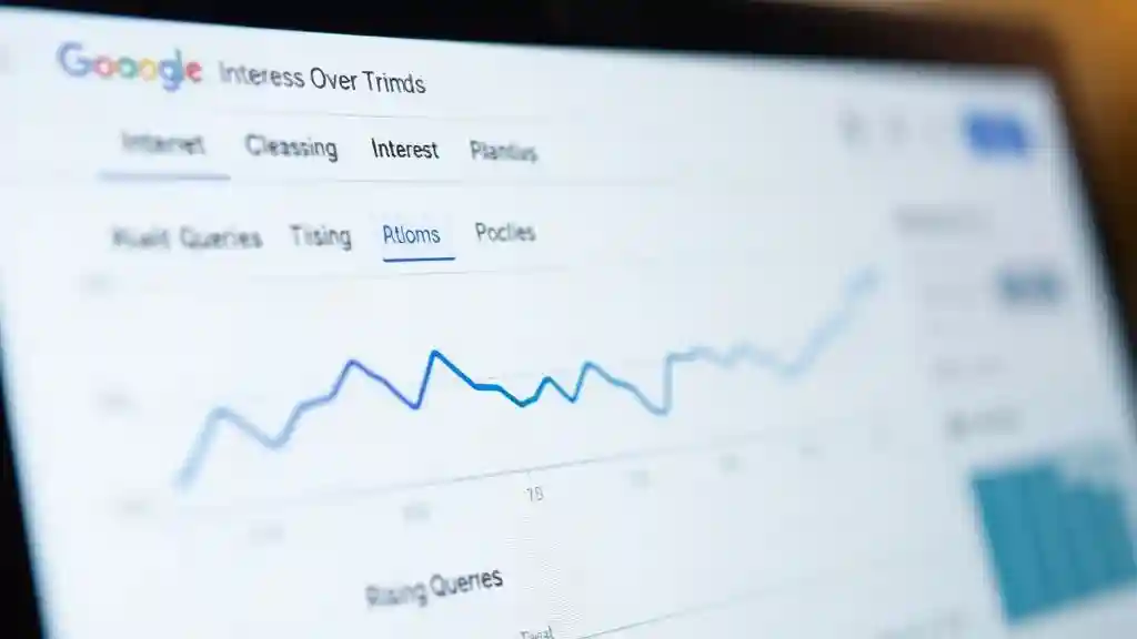 Google Trends dashboard showing keyword interest and rising searches.
