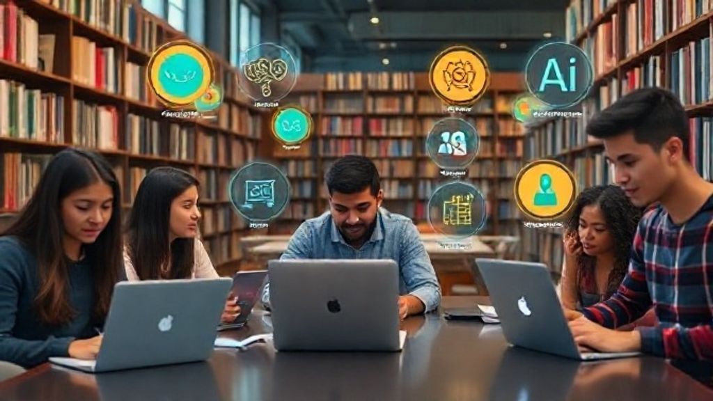 College students using AI tools like ChatGPT, Claude, and Notion AI to study in 2025.