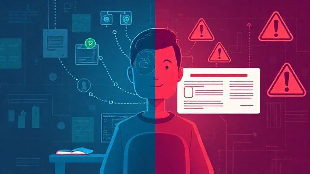 Pros and cons of AI tools for students, highlighting benefits and risks like plagiarism or over-reliance.