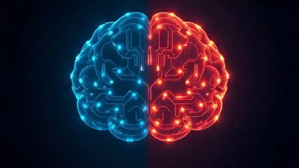 Futuristic AI brain showing balance vs bias in artificial intelligence 2025"