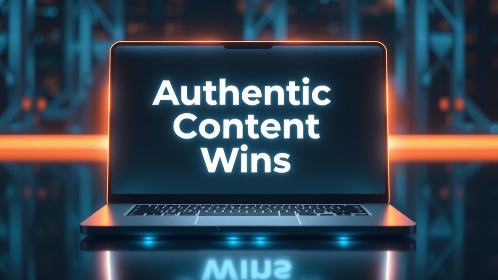 Future of blogging with AI showing authentic and undetectable content in 2025.