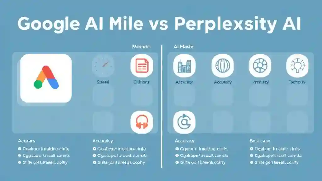 Visual comparison of Google AI Mode vs Perplexity AI features 2025