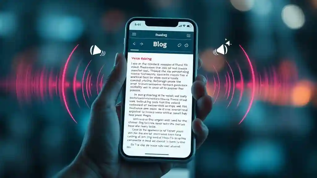 AI text-to-speech app reading blog on smartphone in 2025.