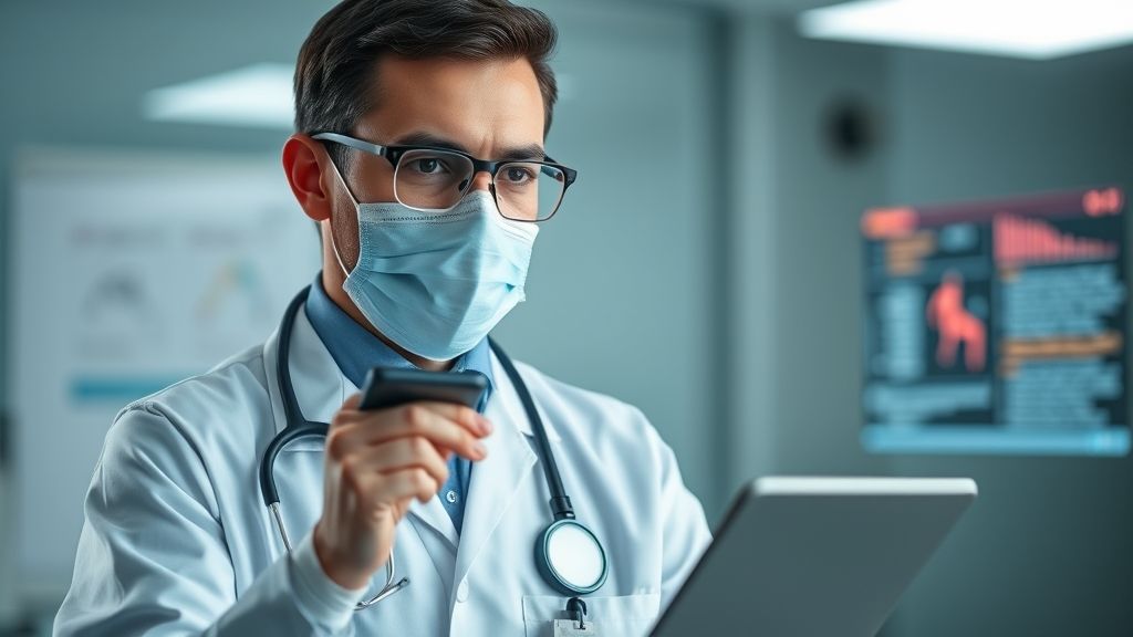Doctor reviewing AI-generated medical advice and spotting misinformation