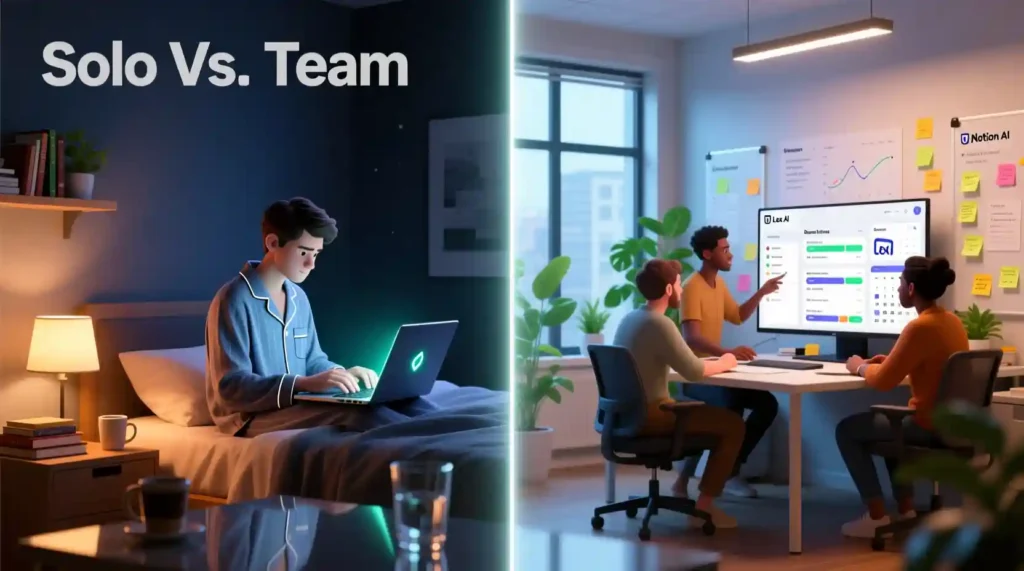 Lex AI for solo writing vs Notion AI for team collaboration and workflow