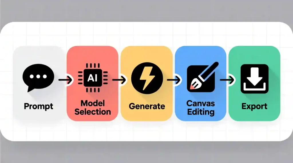 Playground AI workflow from text prompt to final high-resolution image