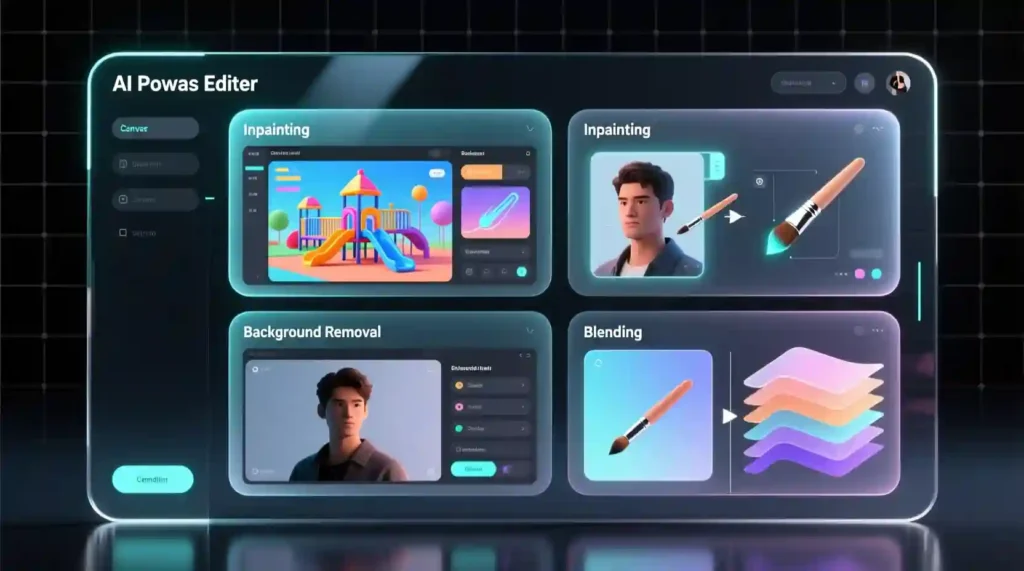 Playground AI key features including Canvas editing, inpainting, and upscaling