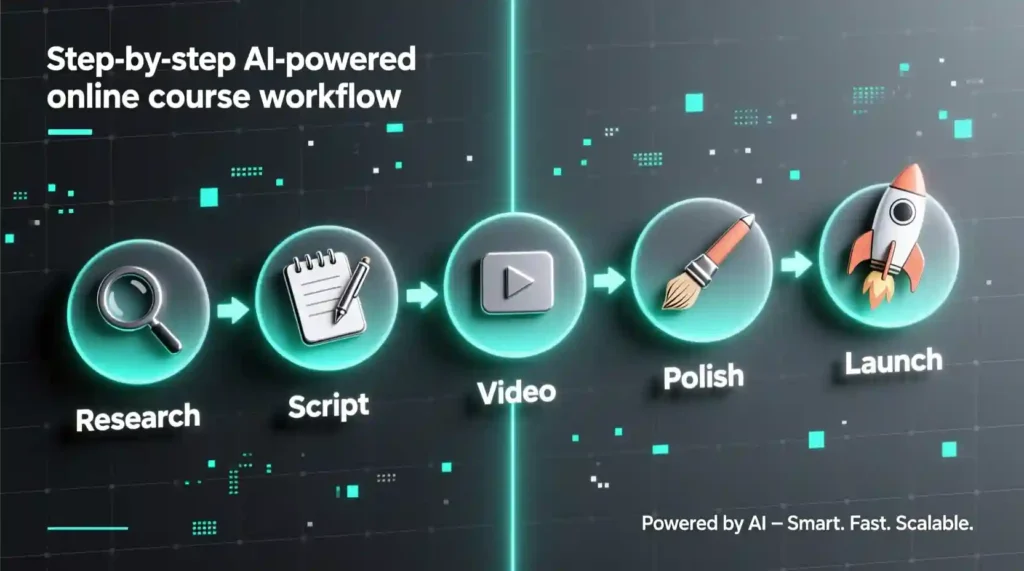 AI-powered online course creation workflow from planning to launch.