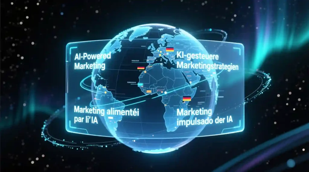 Jasper AI generating multilingual marketing content for global campaigns.