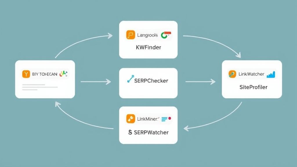 Mangools SEO suite tools overview including KWFinder, SERPChecker, and more