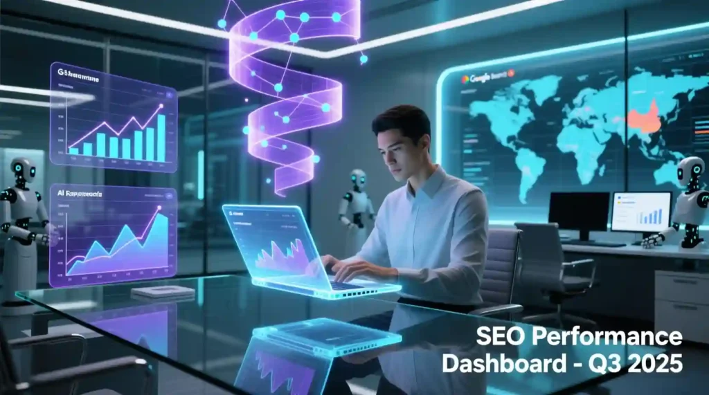 “Digital marketer learning SEO courses online in 2025 with analytics and Google ranking data.”