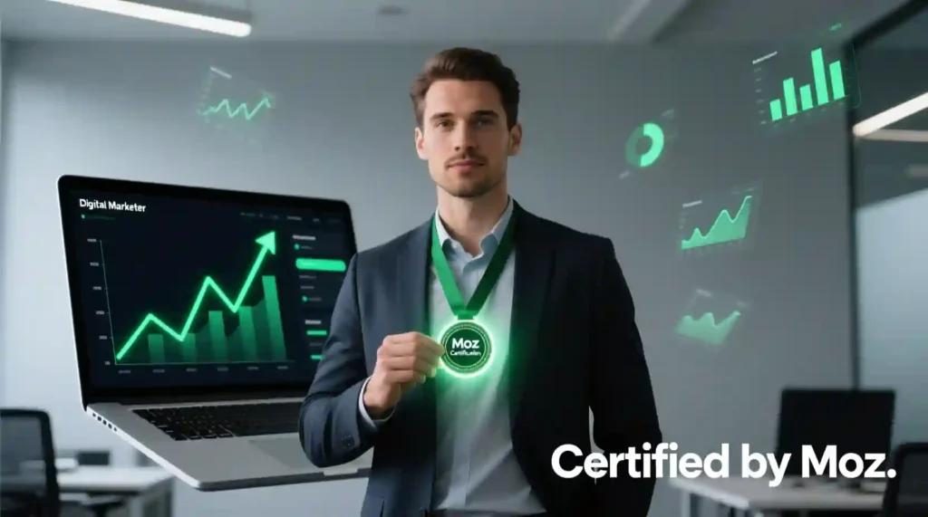 “Moz Academy dashboard showing SEO courses and certification progress”