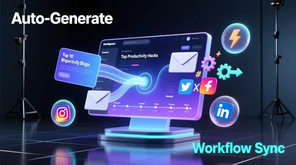 Infographic showing ContentBot AI features like Humanizer, SEO tools, and affordability.