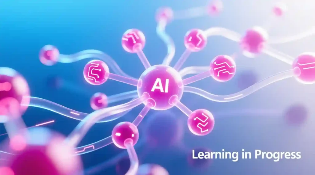 “Neural network visualization representing AI learning process”