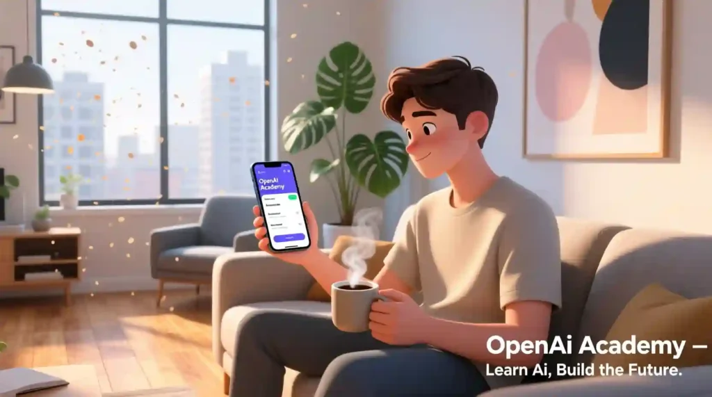 “Learning with OpenAI Academy on mobile — quick, free, and accessible.”