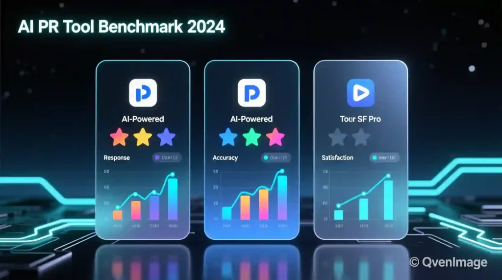 Key features infographic of AI press release generators in 2025.