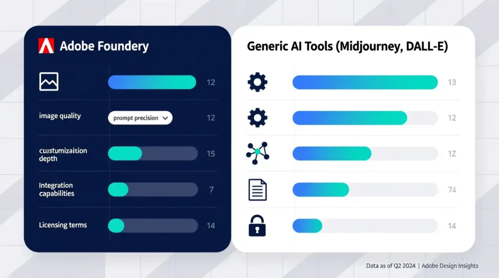 “Comparison chart of Adobe Foundry vs generic AI design tools”