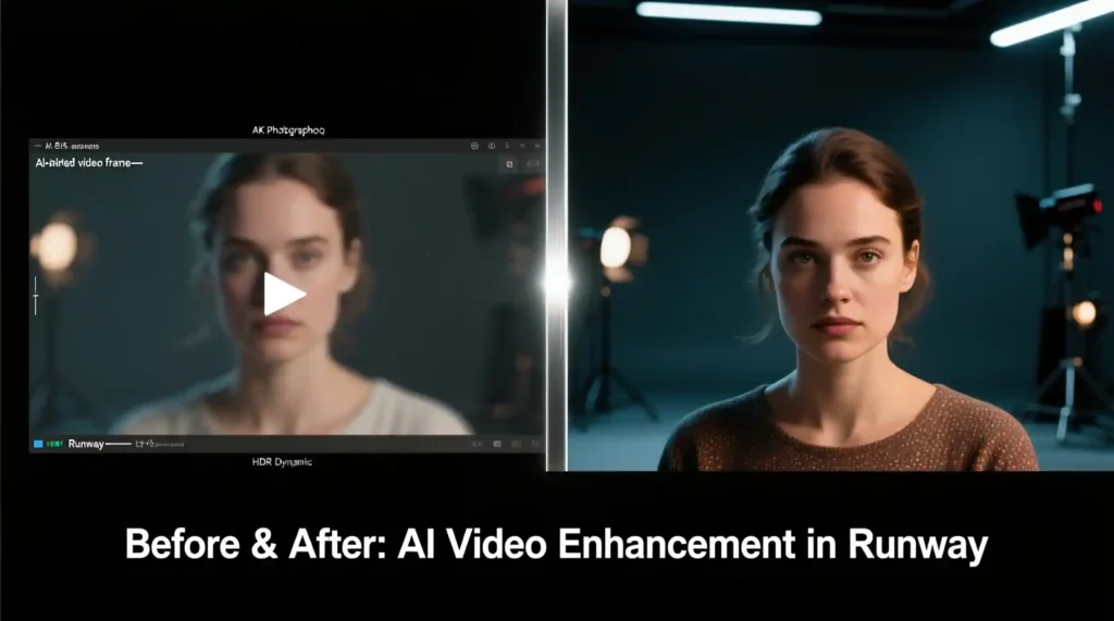 Before and after editing comparison in Runway AI video generation