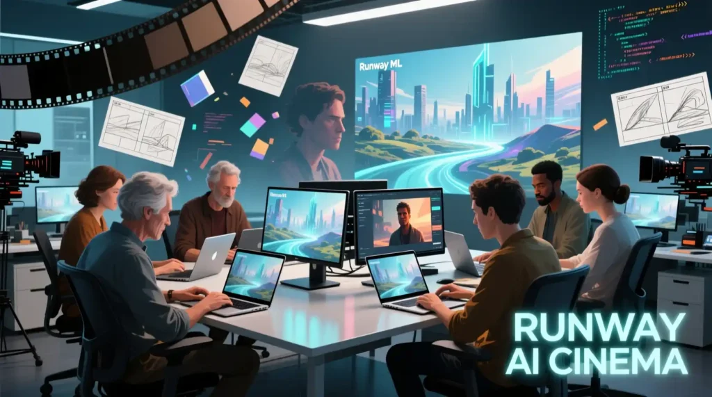 Filmmakers and creators using Runway AI for cinematic storytelling