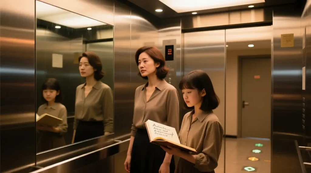 “AI-generated elevator with soft lighting and blurred reflections showing the trend’s signature style.”