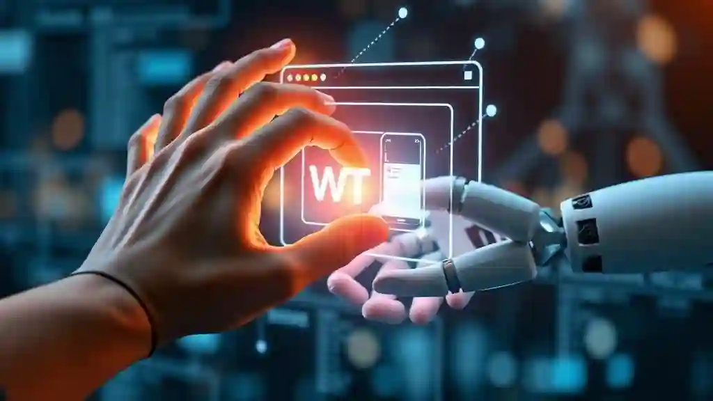 “Human and AI collaboration concept illustrating the future of AI website building.”