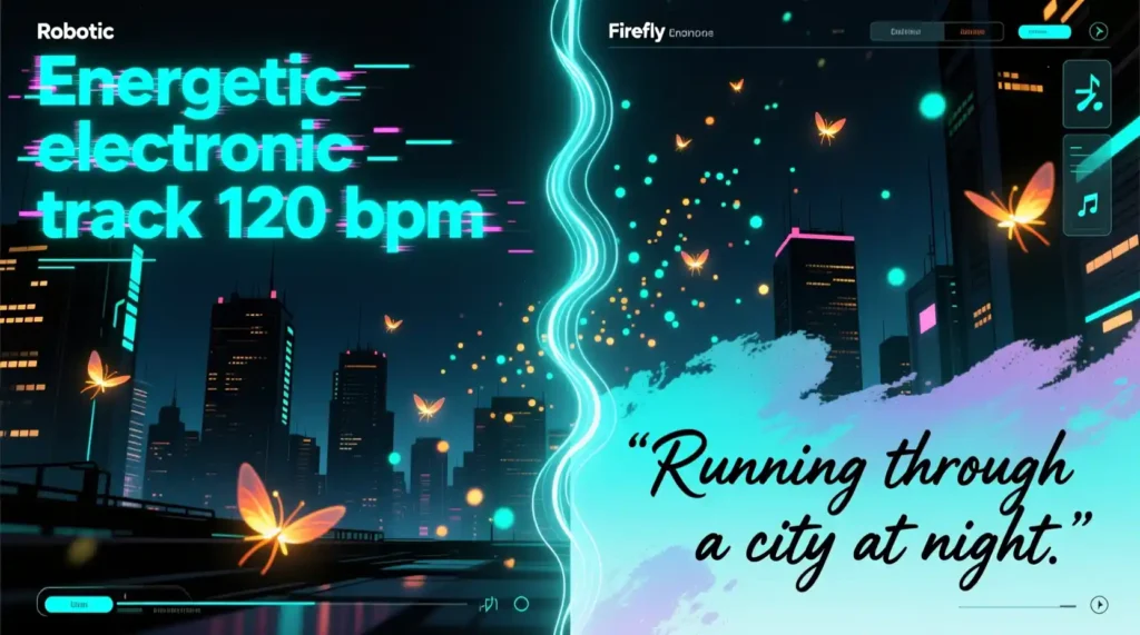 “Example of emotional vs keyword prompts for better Firefly soundtrack generation”