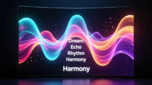 "Visual representation of AI converting text prompts into music."