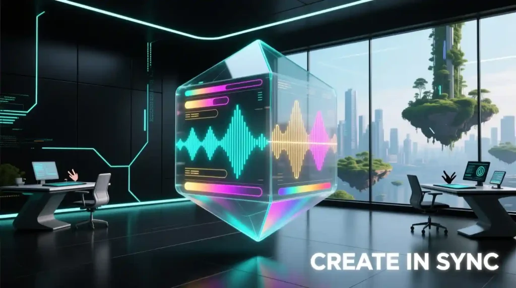 "Futuristic creative interface where sound and visuals merge in one design system."