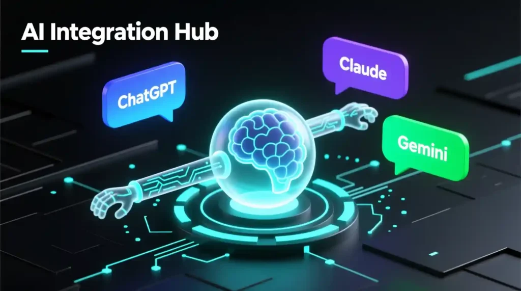“Visual concept of Memorr.ai connecting multiple AI models into one memory system”