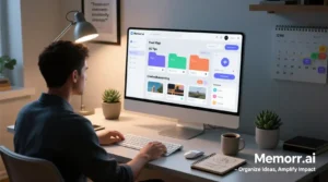 “Creator organizing AI memory folders and tags for blog projects in Memorr.ai”