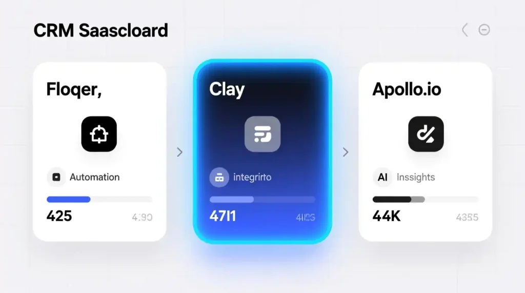“Comparison chart graphic highlighting Floqer, Clay, and Apollo.io — clean layout, blue highlight on Floqer, modern SaaS design.”
