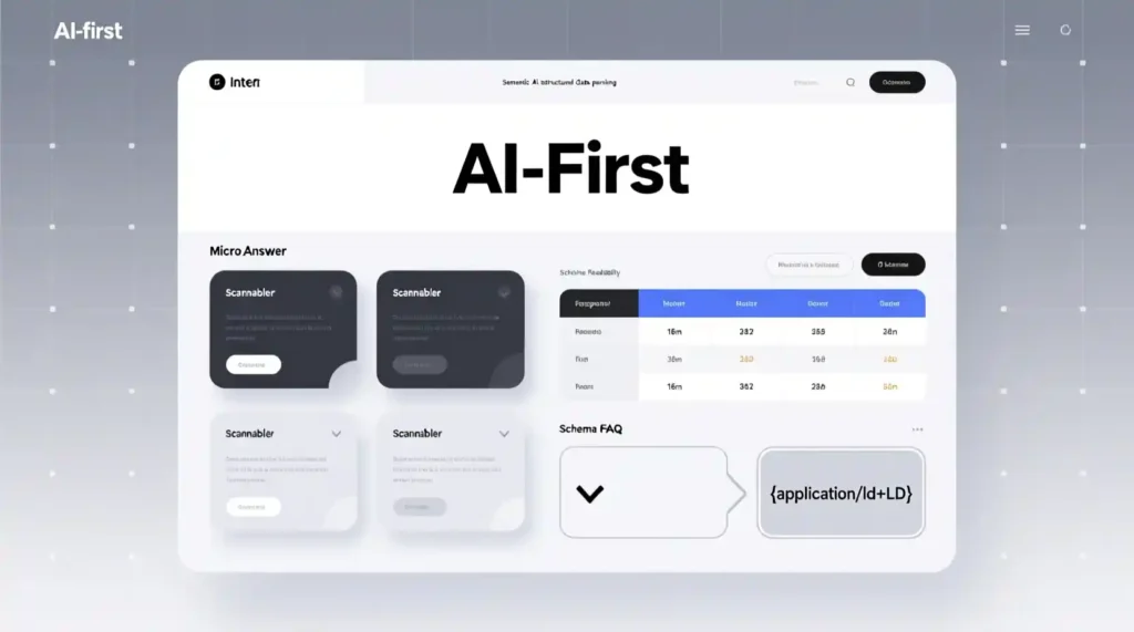 Mockup of a GEO-optimized webpage layout designed for AI citation.
